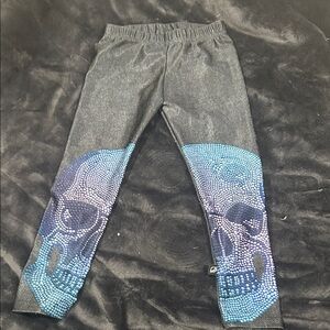 Kids Black and Blue Skull Leggings